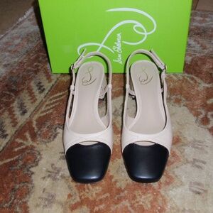 Sam Edelman Tarra Sand and Black Cap Toe Shoes Size 7.5